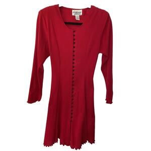 Vintage Red Button Corset Dress Small S 80s 90s Goth Victorian Skate Mayhem